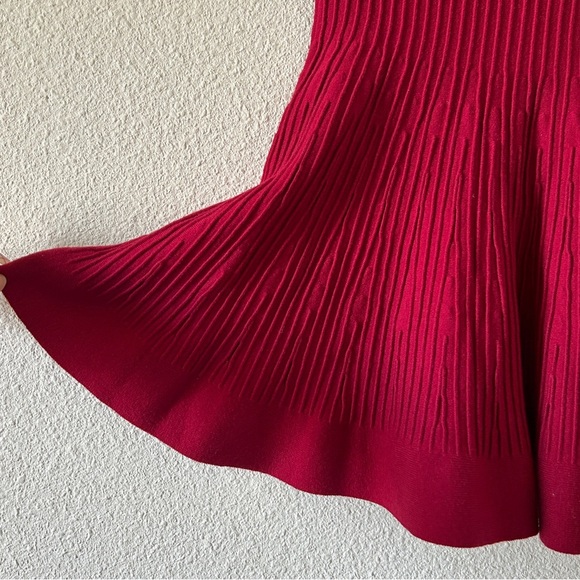 Express Fit Flare Skirt Small Tulip Red 3D Texture Sexy Date Party Valentines - Picture 2 of 7